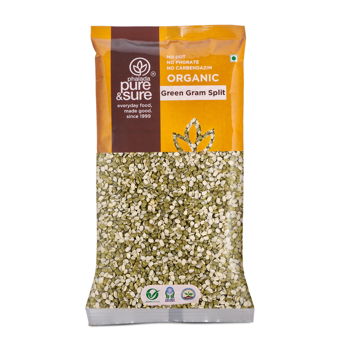 Phalada Pure and Sure Organic Green gram split Front