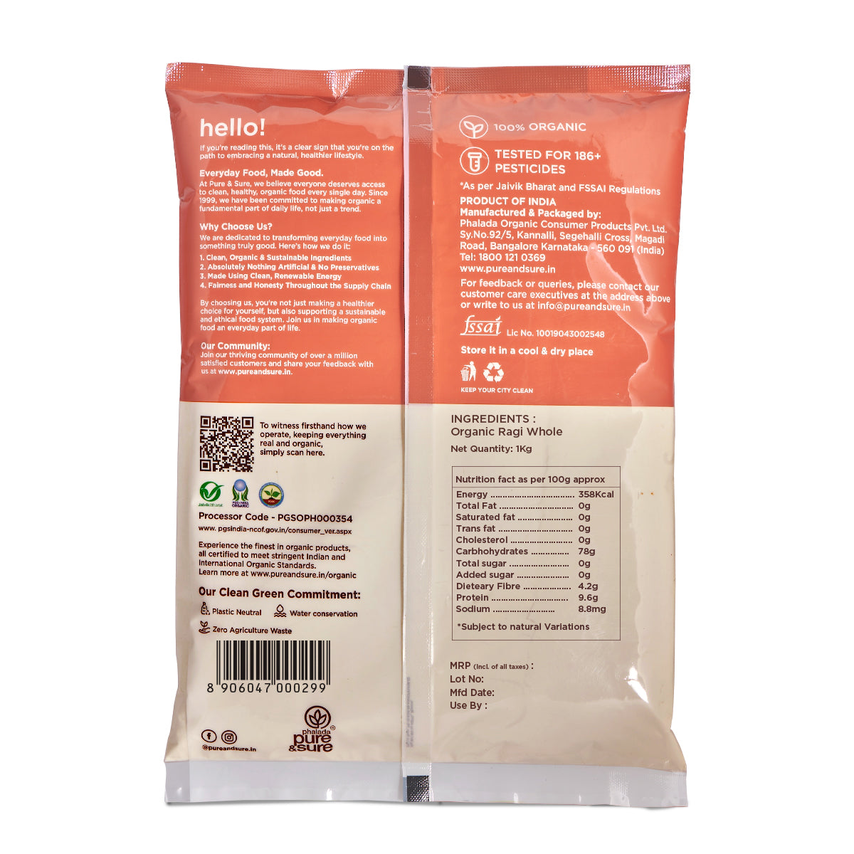 Ragi flour 1kg Back