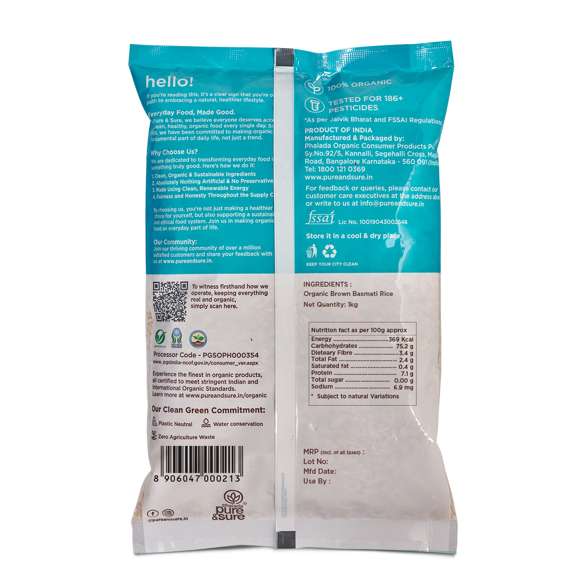 Organic Basmati Rice - Brown (1kg)