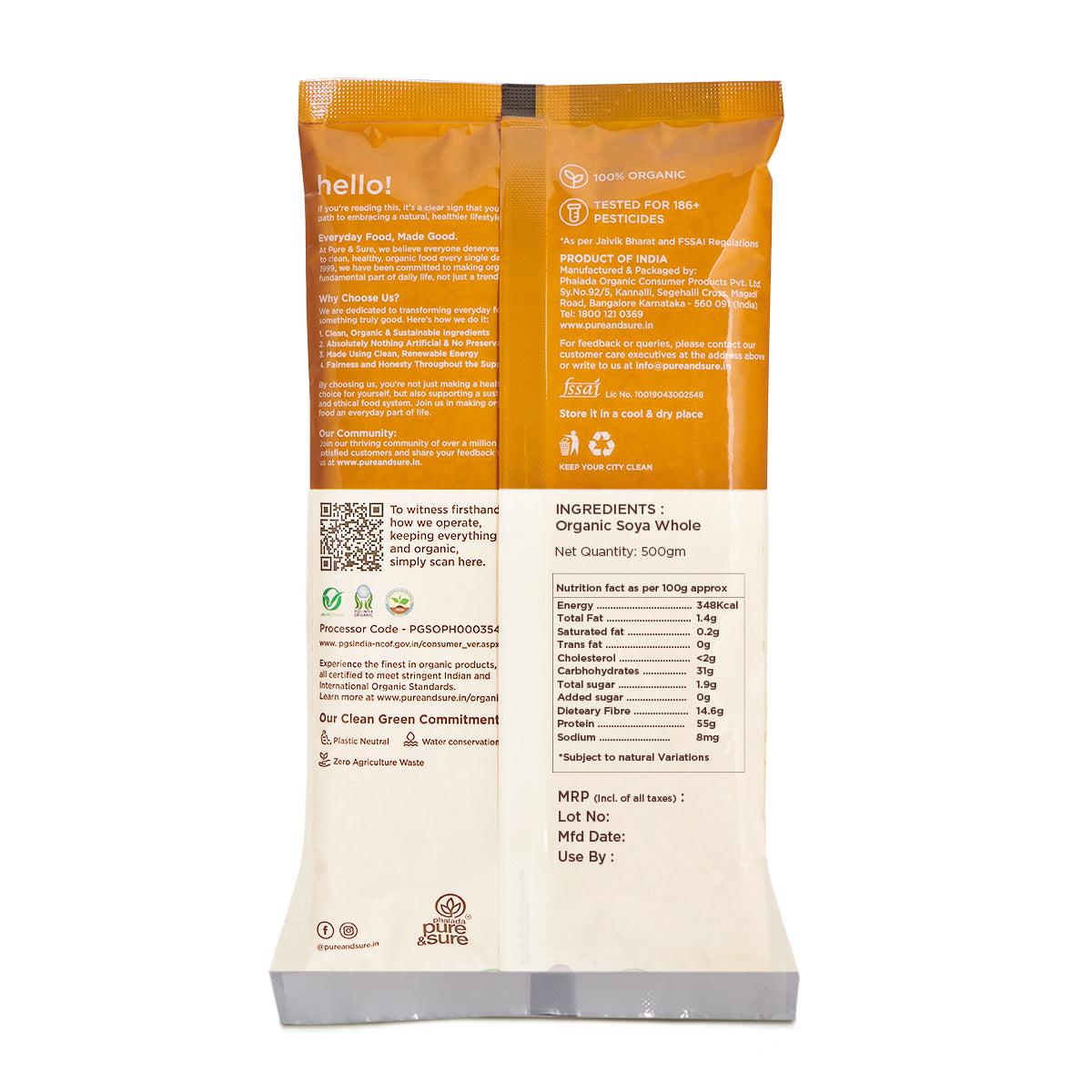 Soya flour 500g back