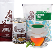 Buy Organic Tea, instant coffee powder and ready to drink decoction coffee
