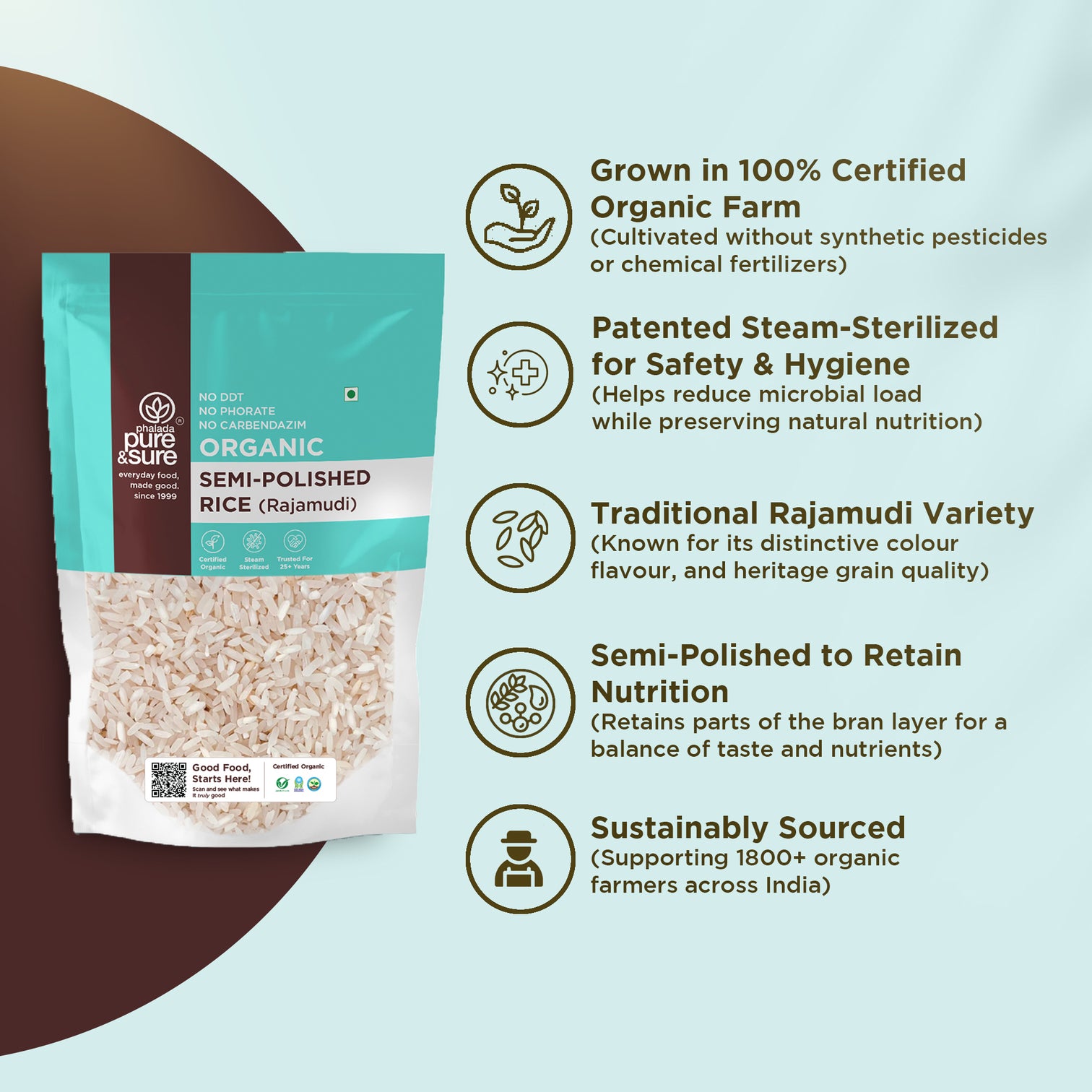 Organic Semi  Polished Rice-1kg 3