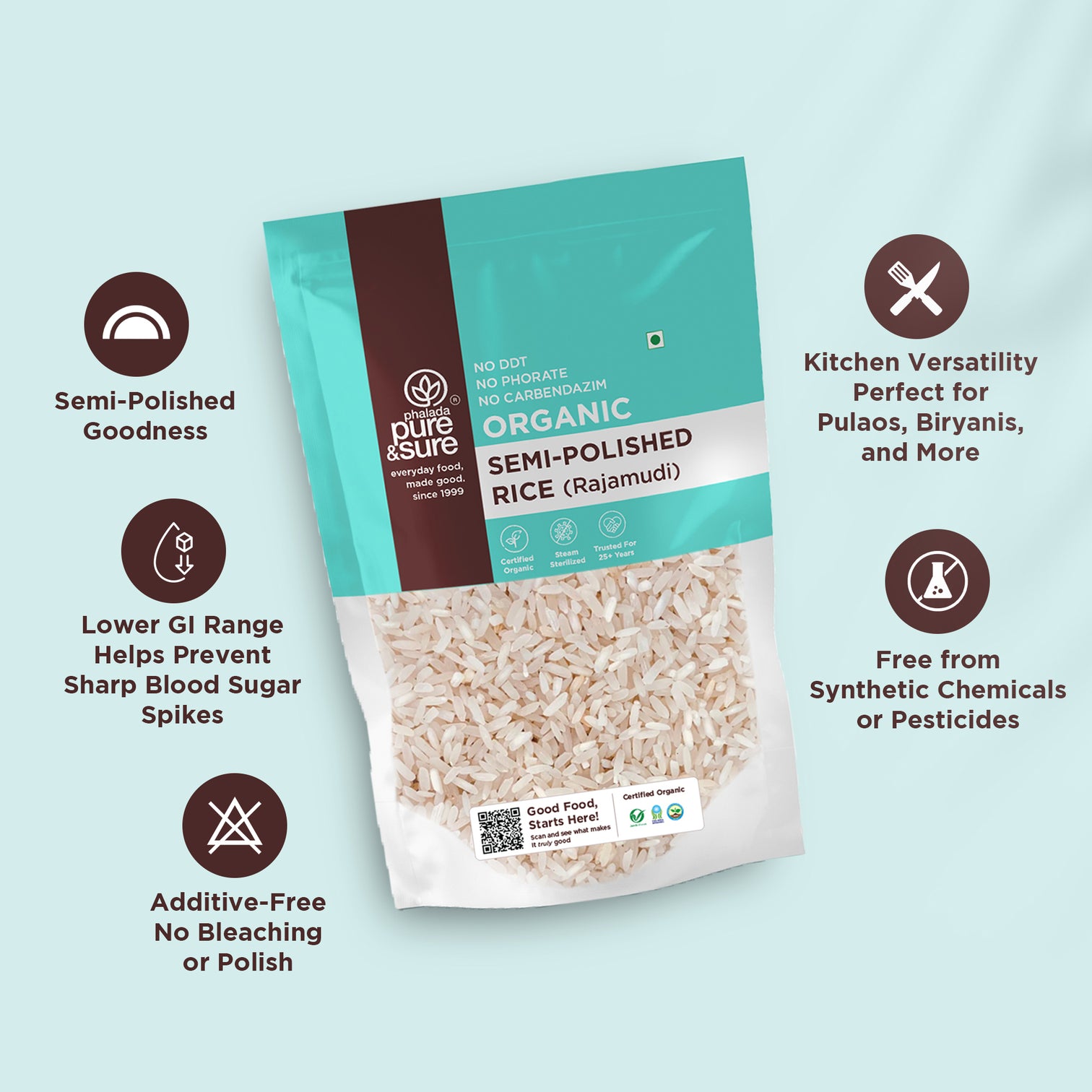 Organic Semi  Polished Rice-1kg 4