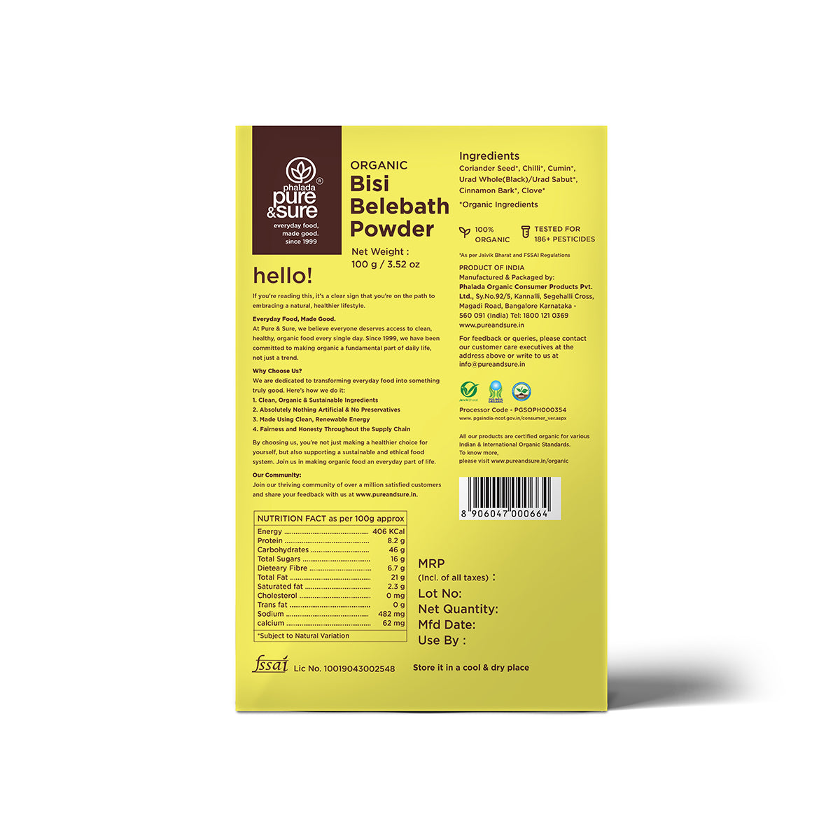 Organic Bisi Belebath Powder-100Gms 2