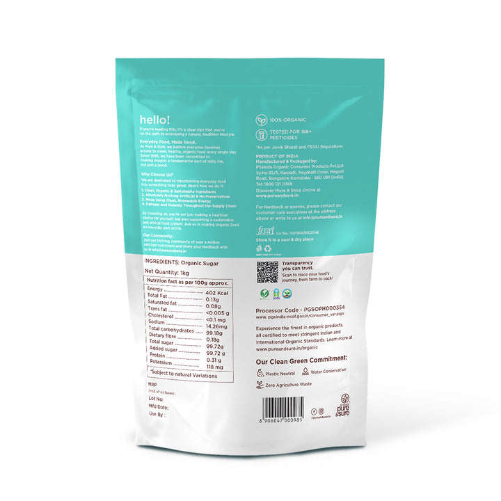 Organic brown sugar back