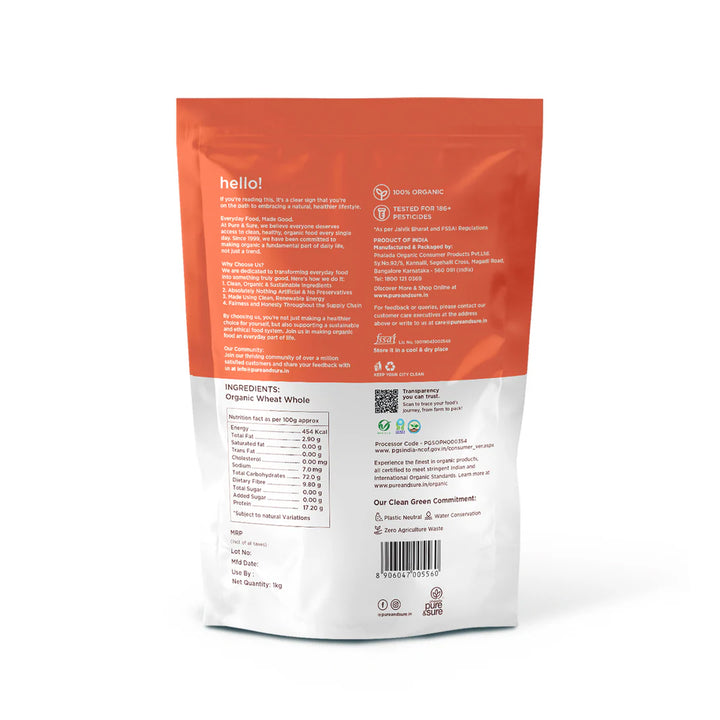 Organic Khapli Wheat Flour 1kg Back