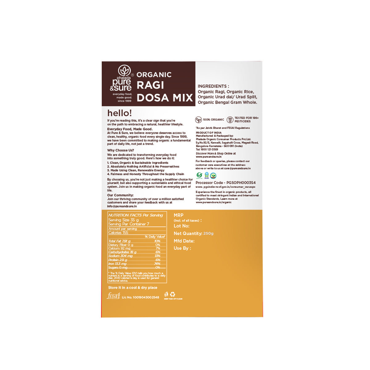 Organic Ragi Dosa MIX-250Gms 2