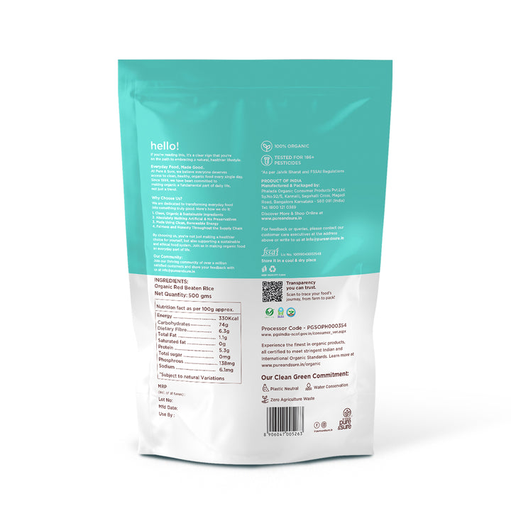 Organic Red Beaten Rice / Poha