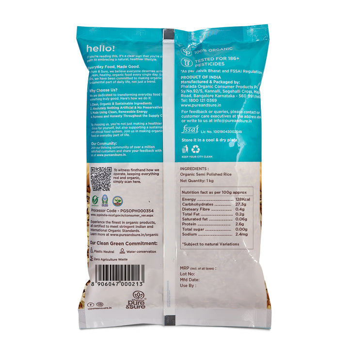 Semi polished Rice 1kg Back