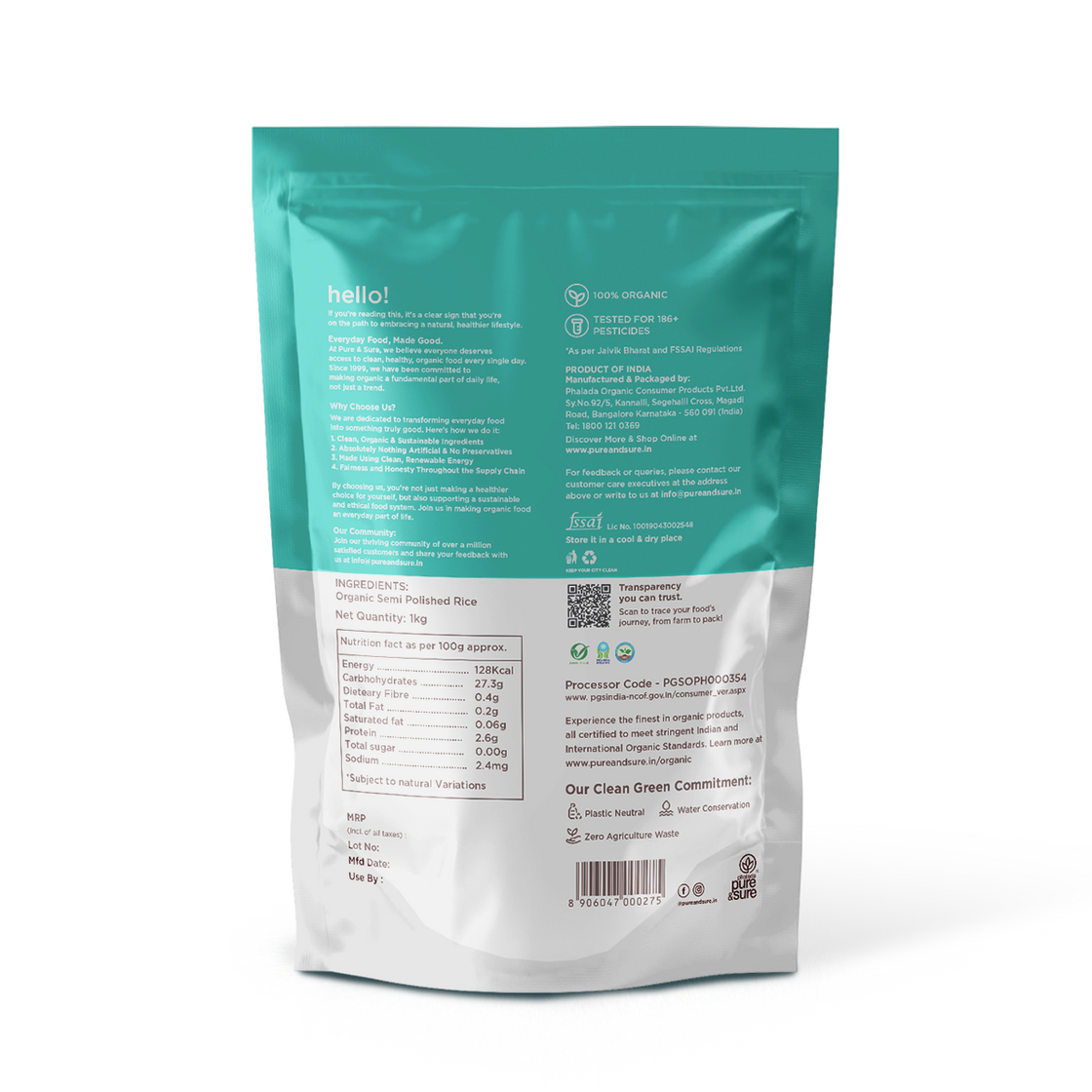 Organic Semi  Polished Rice-1kg 2