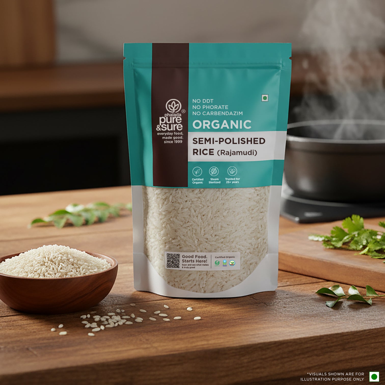 Organic Semi  Polished Rice-1kg 6