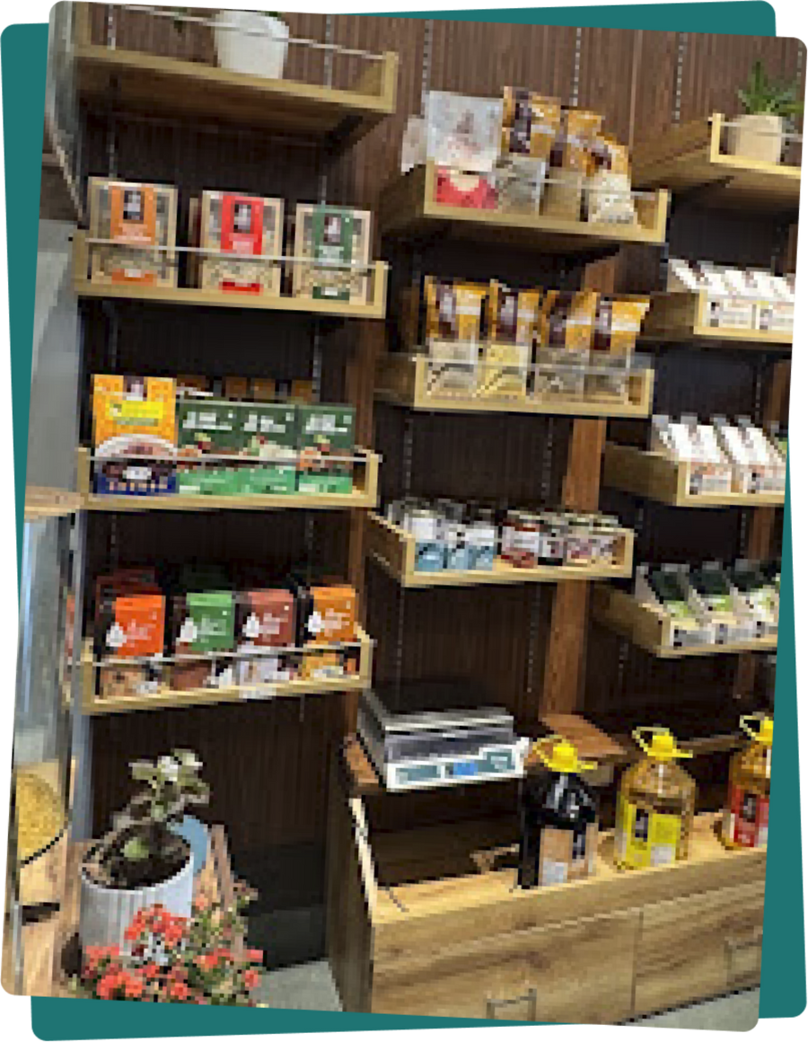 Cafe product shelf