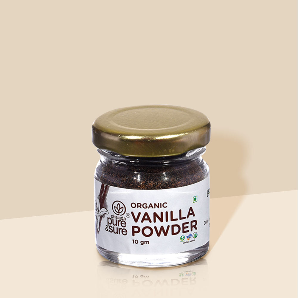 Bottle of 10g organic vanilla powder